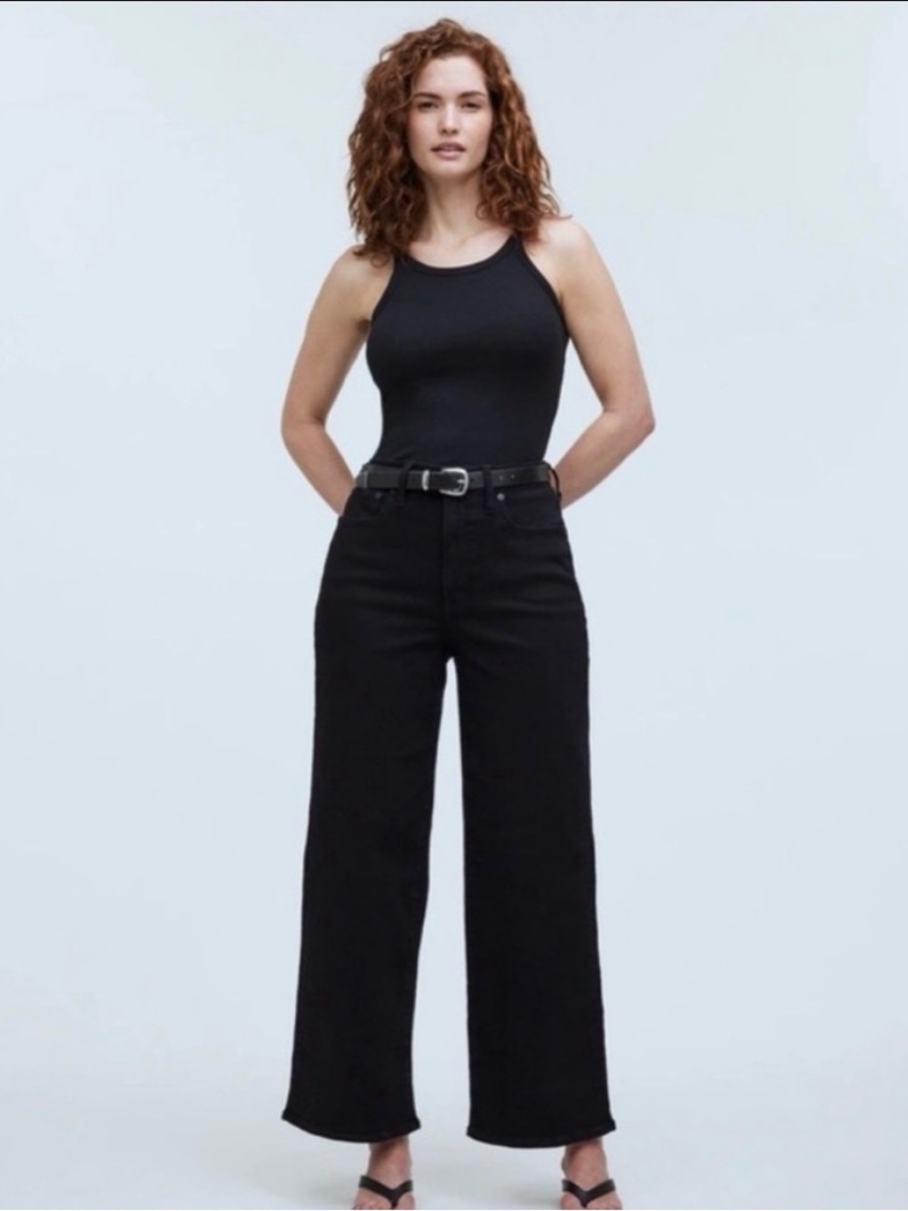 Madewell The Curvy Perfect Vintage  Black Wide-Leg Jeans